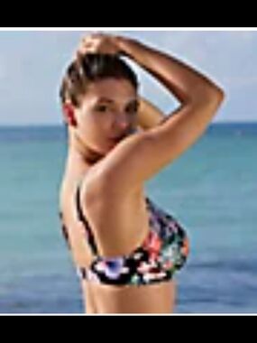 Freya Black Floral Bikini Top with Multicolor Blooms